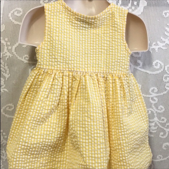 Seersucker Girls Sleeveless yellow and white Dress - Picture 5 of 6
